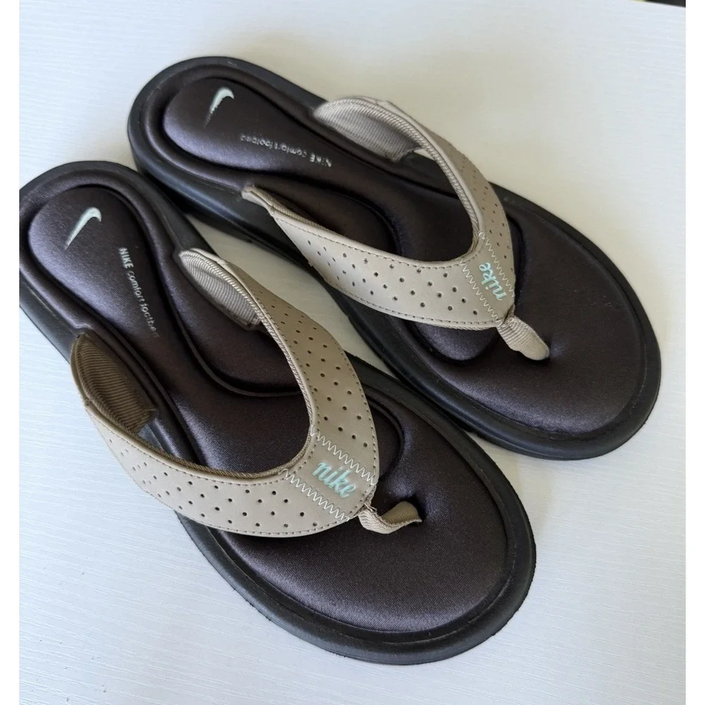 Nike Women's Comfort Footbed Sandal Size 8 Brown Flip Flops Thong Slides - Picture 5 of 9